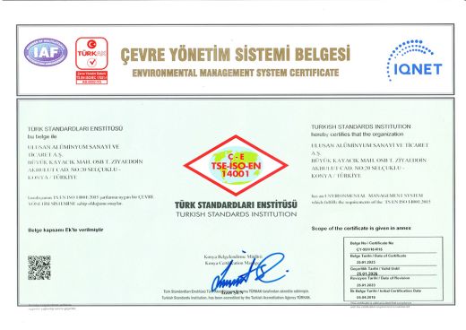 TSE-ISO-EN 14001 Çevre Yönetim Sistemi Belgesi